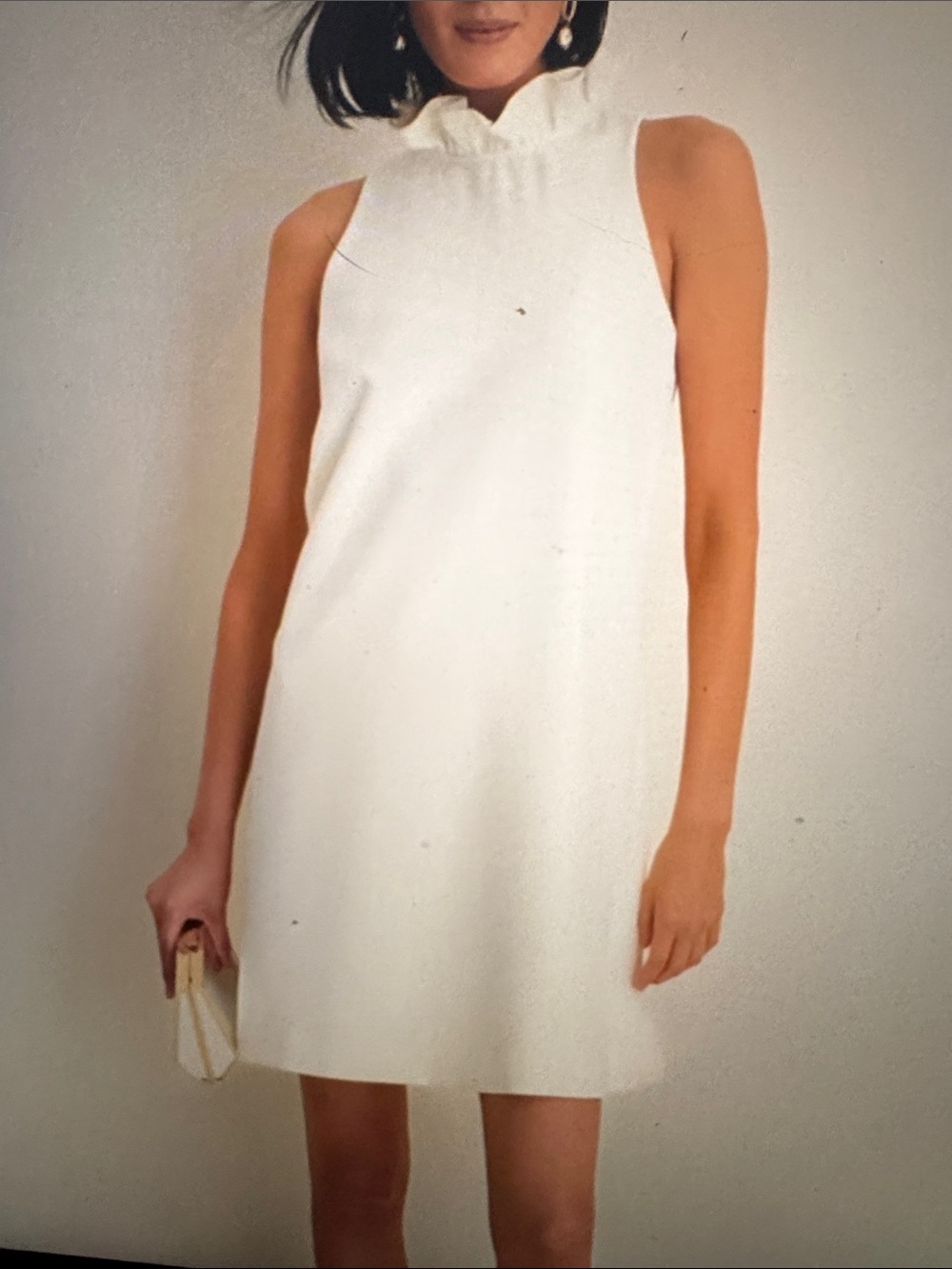 Tuckernuck Cream Sleeveless Mini Dress with Ruffle High Neck Size S